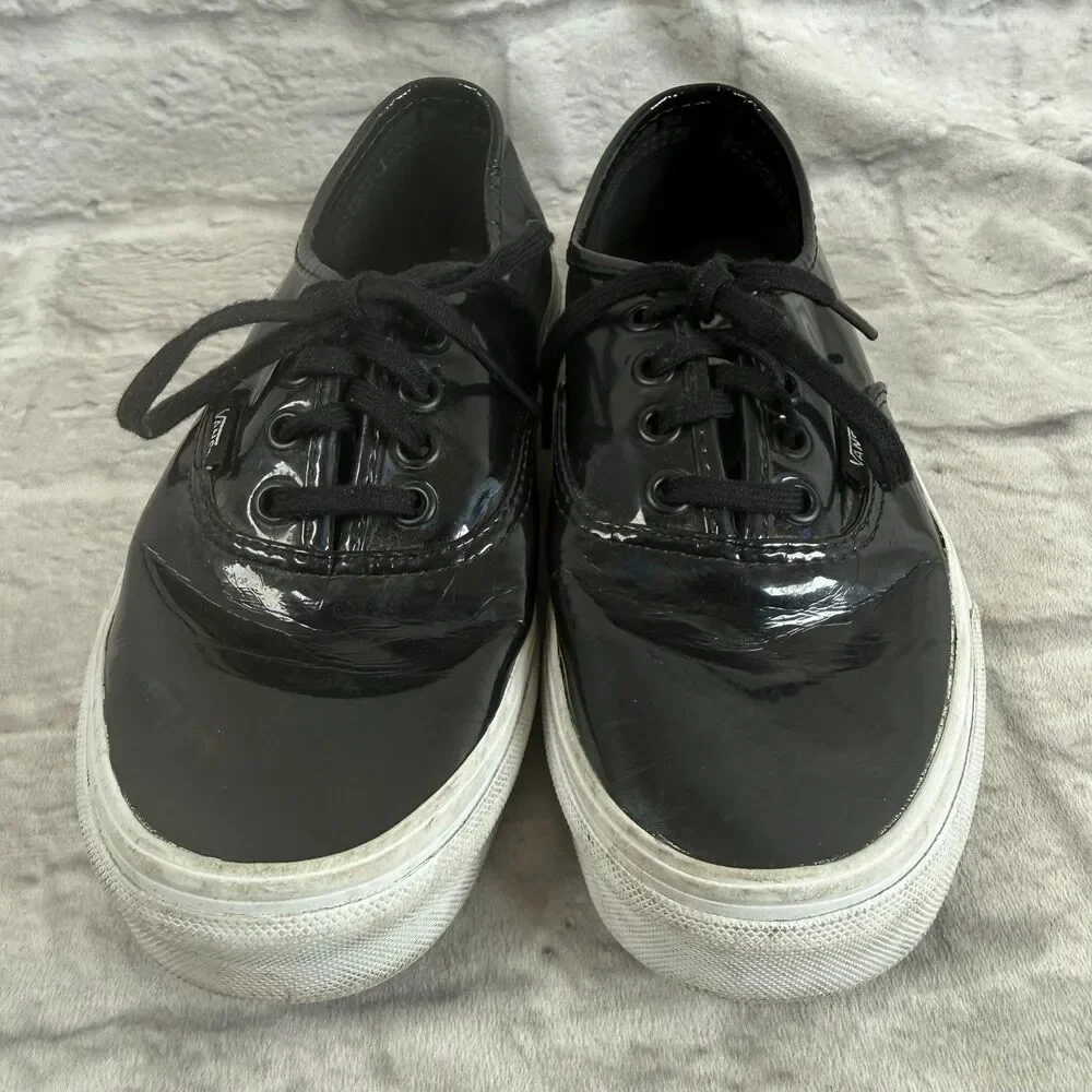 Vans Shoes Black Rainbow Patent Leather Mens 5 Womens 6.5 Skateboard Sneakers